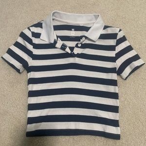 Me to We Blue and White Collared Crop Top